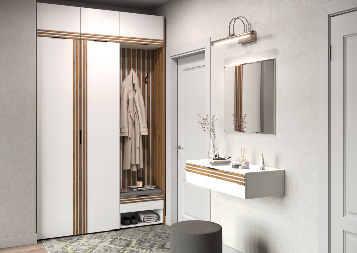 Прихожая Нао, набор №7, Белый/Белый, Вотан, Simple 27