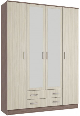 Квадро Шкаф четырёхдверный, Ясень шимо темный/светлый