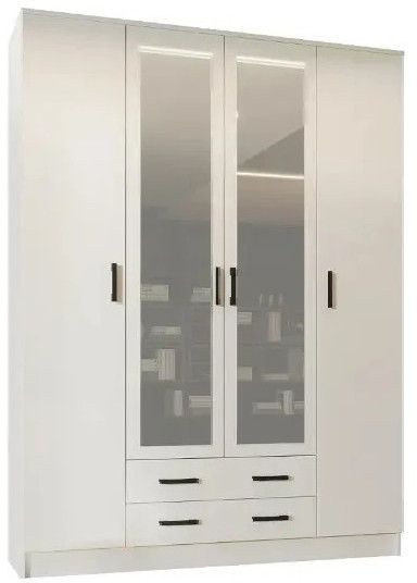 Квадро Шкаф четырёхдверный, Ясень шимо темный/светлый