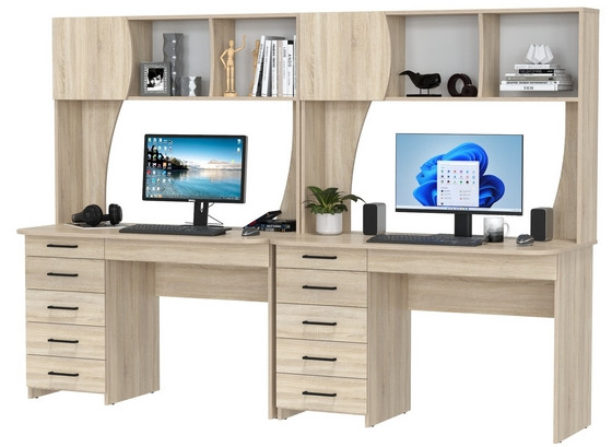 Два стола рабочих 6-0606дубсон Сигма, дуб сонома