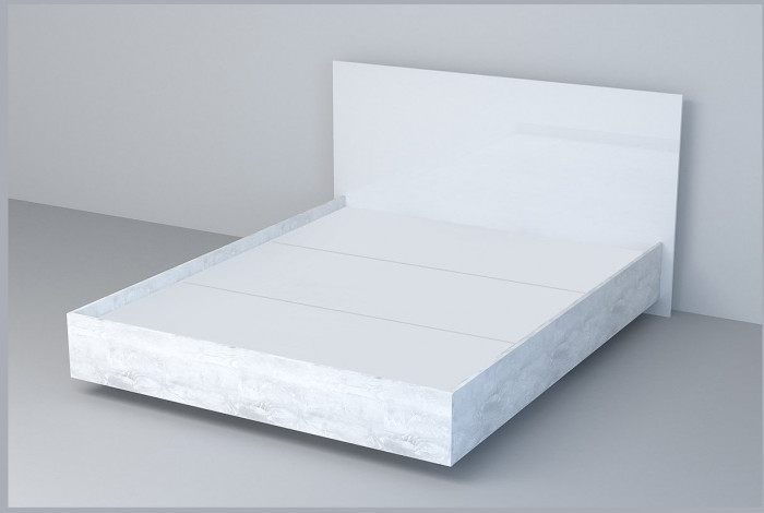 Кровать 1,4 арт.031 (ЛДСП) ЛН. (Бетон Светлый/Белый Глянец)