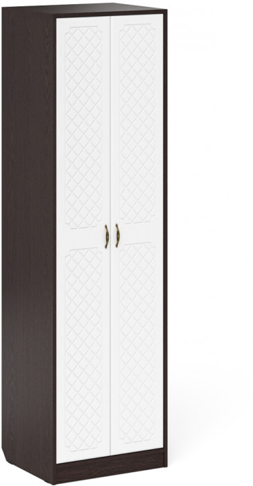 Прихожая П-6 Компоновка № 12, цвет венге/фасады МДФ белое дерево фрезеровка ромб, ШхГхВ 120х50х210 см., универсальная сборка
