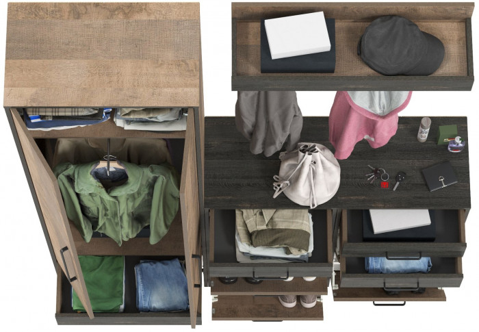 Трувор Прихожая 206, дуб гранж песочный/интра