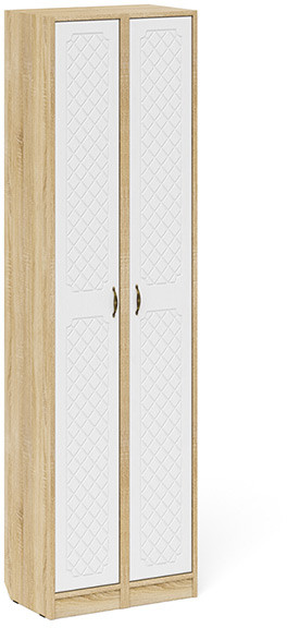 Прихожая П-6 Пенал + Пенал, цвет дуб сонома/фасады МДФ белое дерево фрезеровка ромб, ШхГхВ 60х35х210 см., универсальная сборка