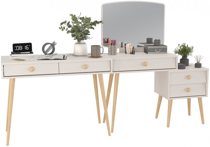 Афина Спальня Стол + Трюмо, кашемир серый