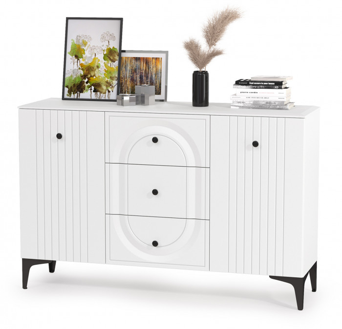 Валенсия Гостиная № 096, ЛДСП белый шагрень/МДФ белый шагрень