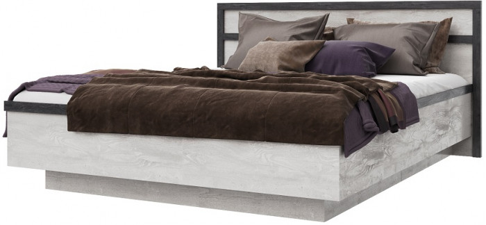 Кровать двуспальная 160х200 "Тиффани" с подъемным основанием - Бетон пайн светлый/Дуб шале графит