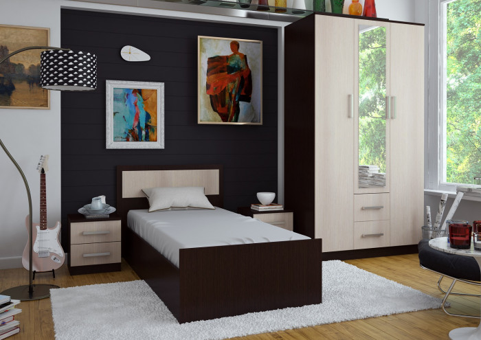 Шкаф 3-х дверный Фиеста, венге/лоредо