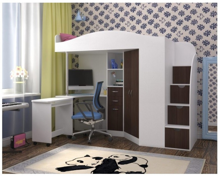 Кровать-чердак Юниор 4 (Венге/Лайм)