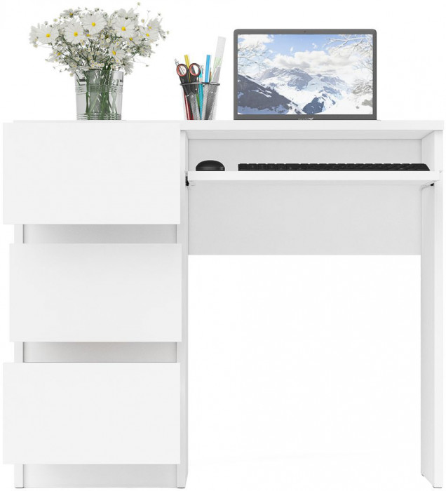 Мори Стол компьютерный МС-6 левый, цвет белый, ШхГхВ 90х50х76,6 см., выдвижные ящики слева, НЕ универсальная сборка