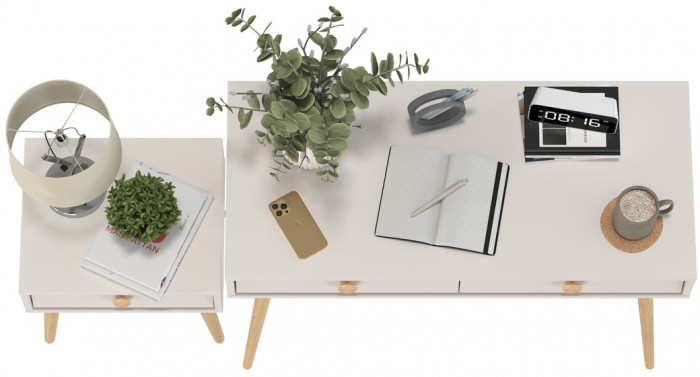 Афина Спальня Стол + Тумба прикроватная, кашемир серый