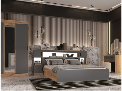 Модульная спальня Бася, композиция 3 (Дуб крафт/ Графит)