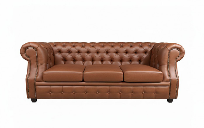 Диван офисный Честер ЛОФТ 3-х местный, экокожа светло-коричневый