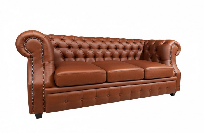 Диван офисный Честер ЛОФТ 3-х местный, экокожа светло-коричневый