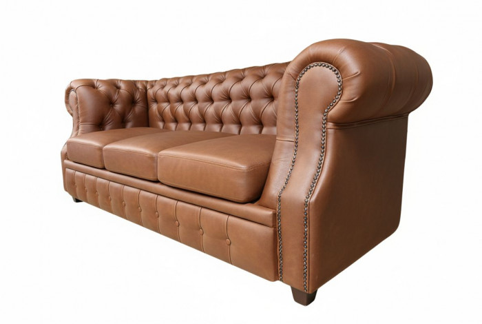 Диван офисный Честер ЛОФТ 3-х местный, экокожа светло-коричневый