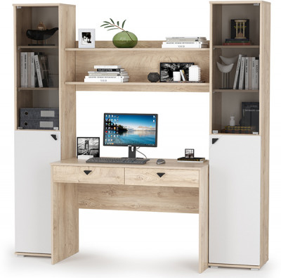 КР100 Бостон № 38, цвет дуб эндгрейн элегантный/фасады МДФ милк рикамо софт, 13.155+12.69+09.132+13.155, ШхГхВ 192,4х57,2х194,4 см.