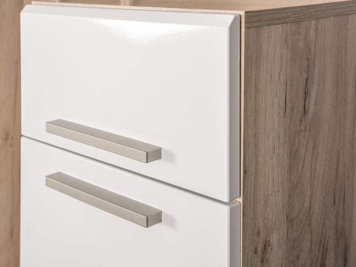 Лайн Прихожая № 11, цвет дуб крафт серый/фасады МДФ белый глянец, ШхГхВ 256,8х35,1х210 см., НЕ универсальная сборка