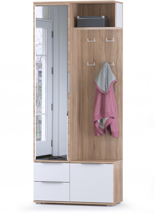 Куба Прихожая 13, цвет дуб сонома/белый премиум, ШхГхВ 166,2х38,3х210,6 см., универсальная сборка