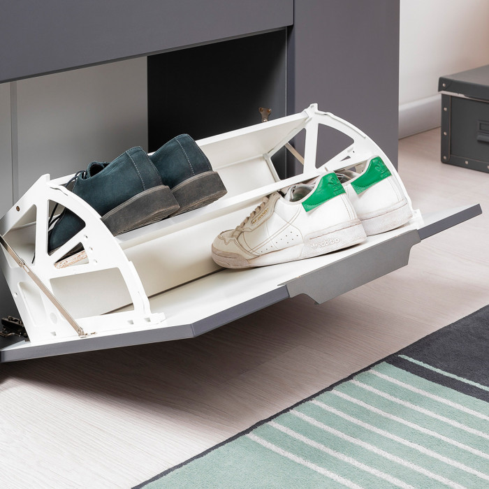 Октава Прихожая 19, цвет серый графит/дуб крафт золотой/фасады МДФ серый графит, ШхГхВ 129,3х35,4х197,6 см., универсальная сборка