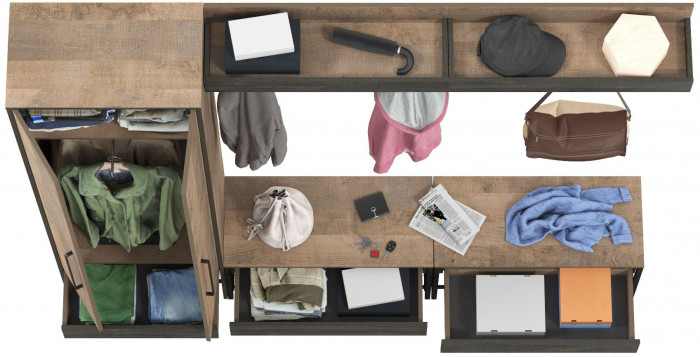 Трувор Прихожая 211, дуб гранж песочный/интра