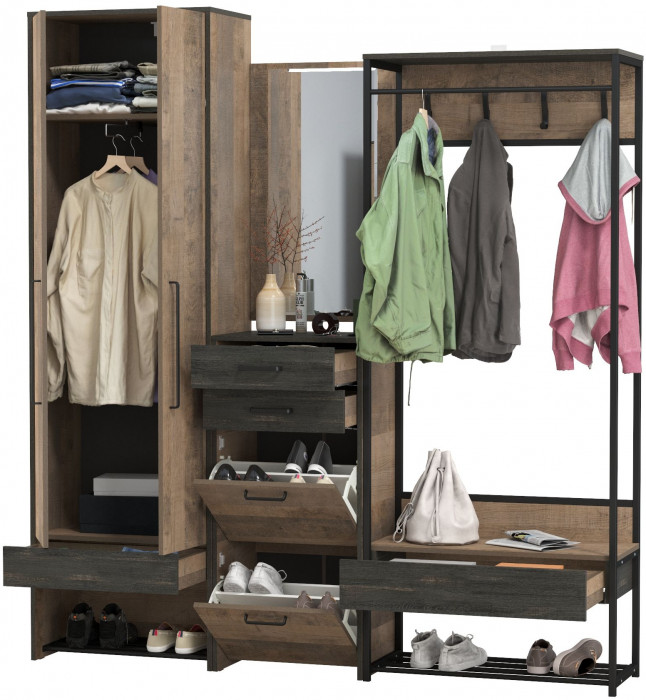 Трувор Прихожая 232, дуб гранж песочный/интра