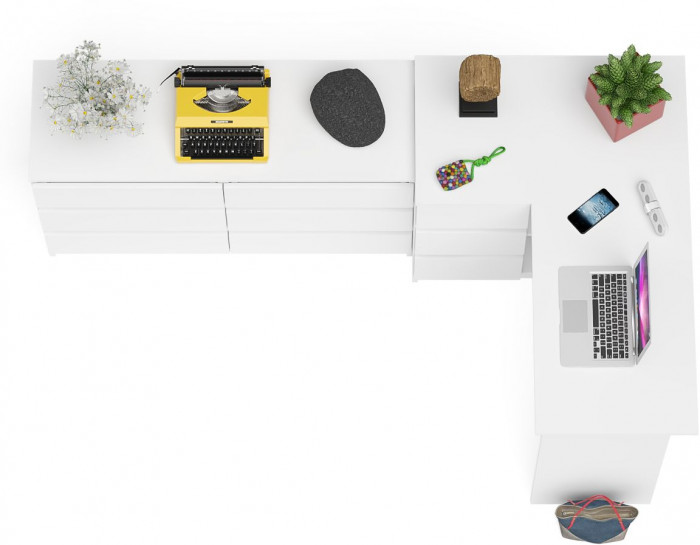 Мори компьютерный стол МС-16 левый + Комод МК1200.6, белый