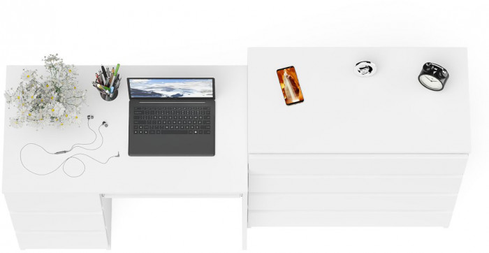 Мори компьютерный стол МС-6 левый + Комод МК800.4, белый