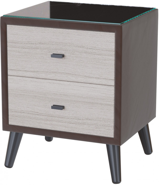 Тумба прикроватная интерьерная Ланс коричневый/мдф сандал белый