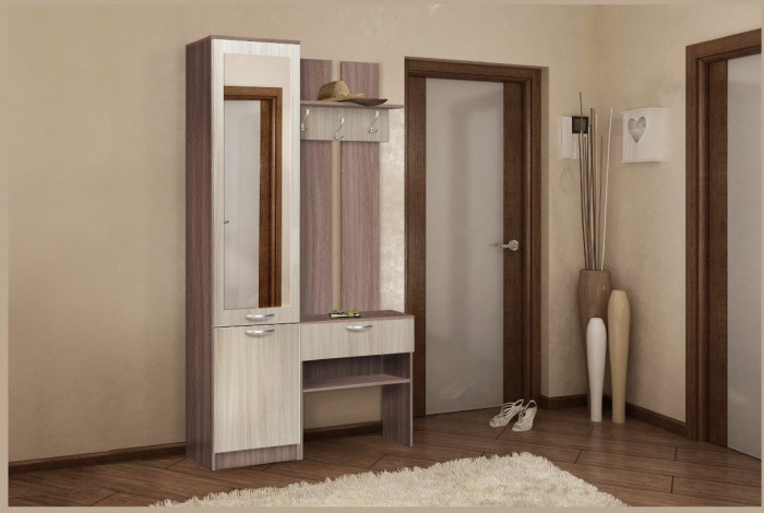 Прихожая Иннэс-3 (Белый глянец/Бетон Светлый)