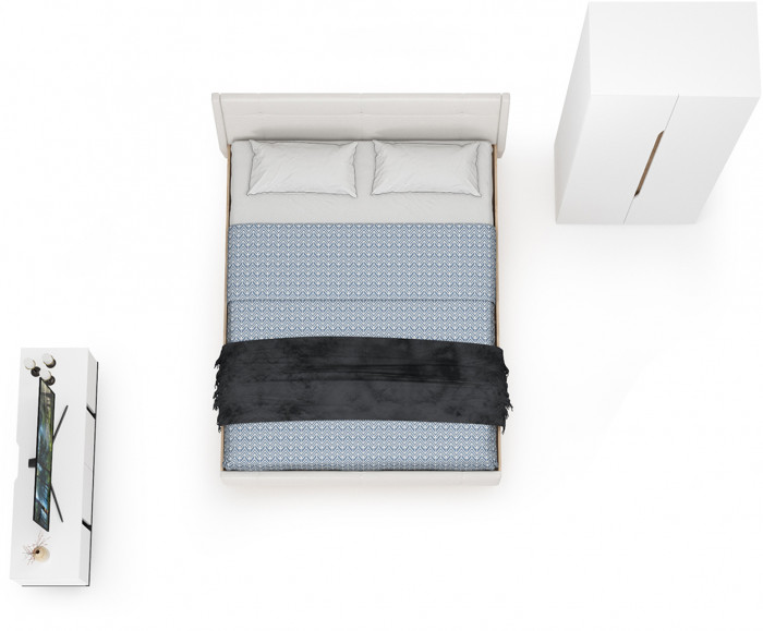 Муссон Спальня № 08, цвет белый/дуб эндгрейн элегантный/искусственная кожа белая, подъёмный ортопед, сп. м. 1600х2000 мм., б/м