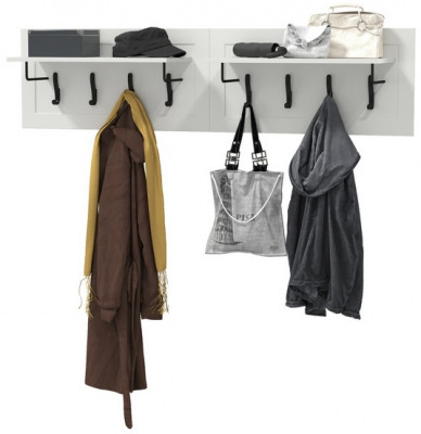 Остин 15.12 Вешалка + 15.12 Вешалка, цвет белый шагрень, ШхГхВ 159,4х29,6х39,7 см.