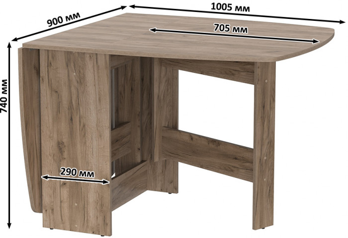 Стол-книжка раскладной 1-65М1дкт, дуб крафт табачный