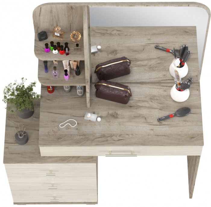 Трюмо 4-25100дкс/скан.д.б. Оливия, дуб крафт серый/скандинавское дерево белое