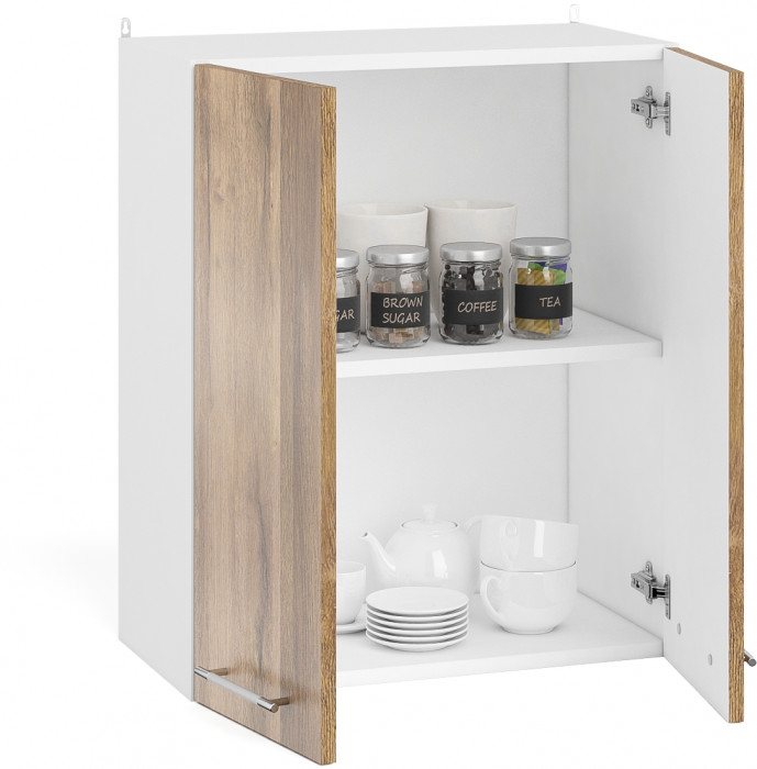 Кухня Мебель--24 ШВ600 Шкаф 60 см., корпус белый/фасад МДФ дуб вотан