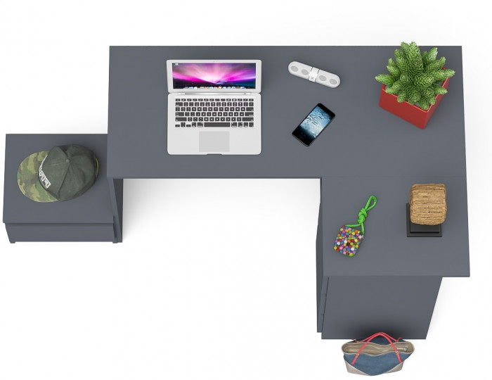 Мори компьютерный стол МС-16 правый + Тумба ТМП400.1, графит