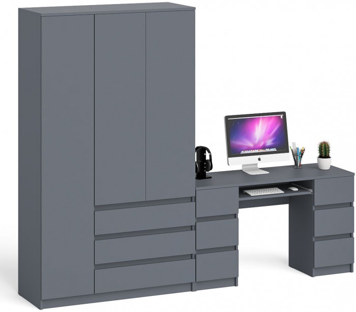 Мори компьютерный стол МС-2 + Шкаф МШ1200.1, графит