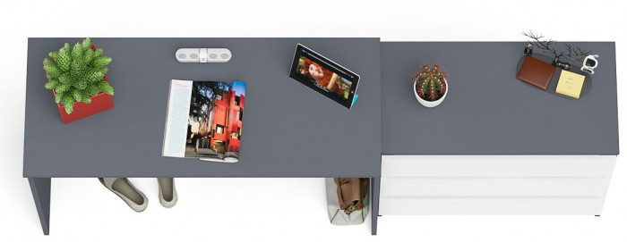 Мори письменный стол МСП1200.1 + Комод МК800.1, графит/белый