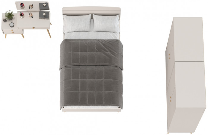 Афина Спальня 17-1200, цвет кашемир серый, сп.м. 1200х2000 мм., б/м, основание есть - фанера