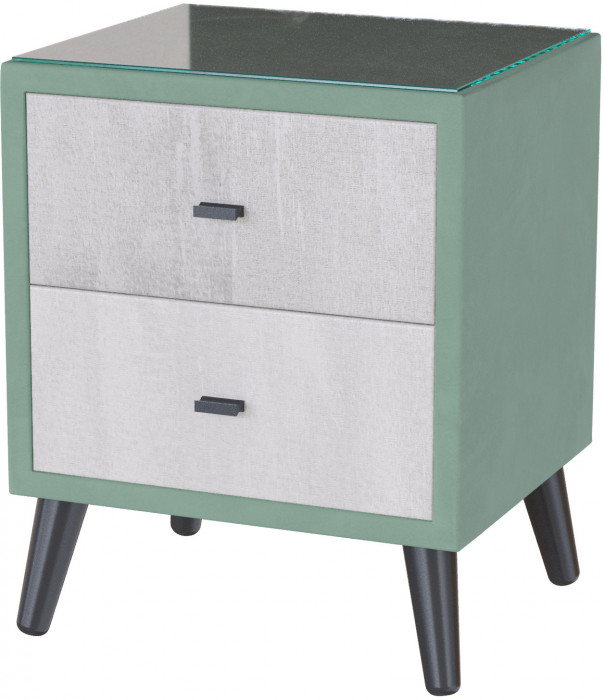 Тумба прикроватная интерьерная Ланс мятный/мдф холст белый