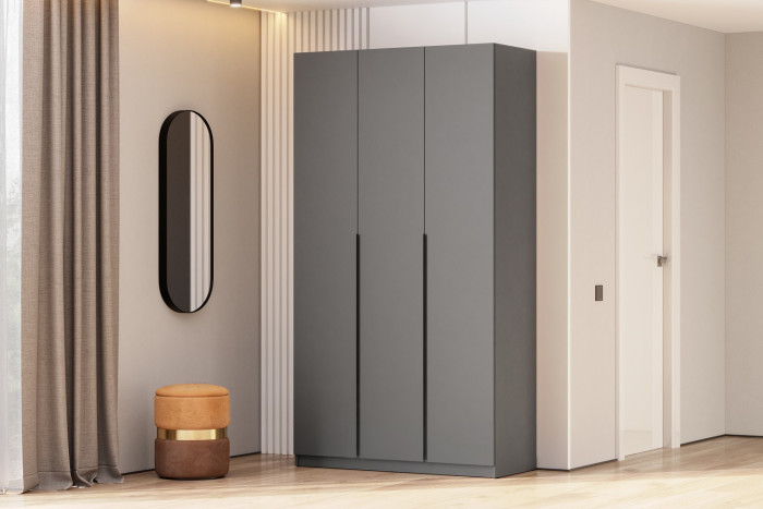 Шкаф распашной с наполнением (7 полок + 2 ящика + штанга) ШК 5 (1200), Графит