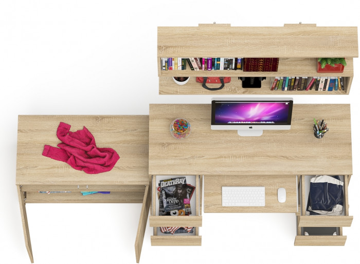 Мори компьютерный стол МС-2 + Тумба МА900.1 + Полка 1200, дуб сонома