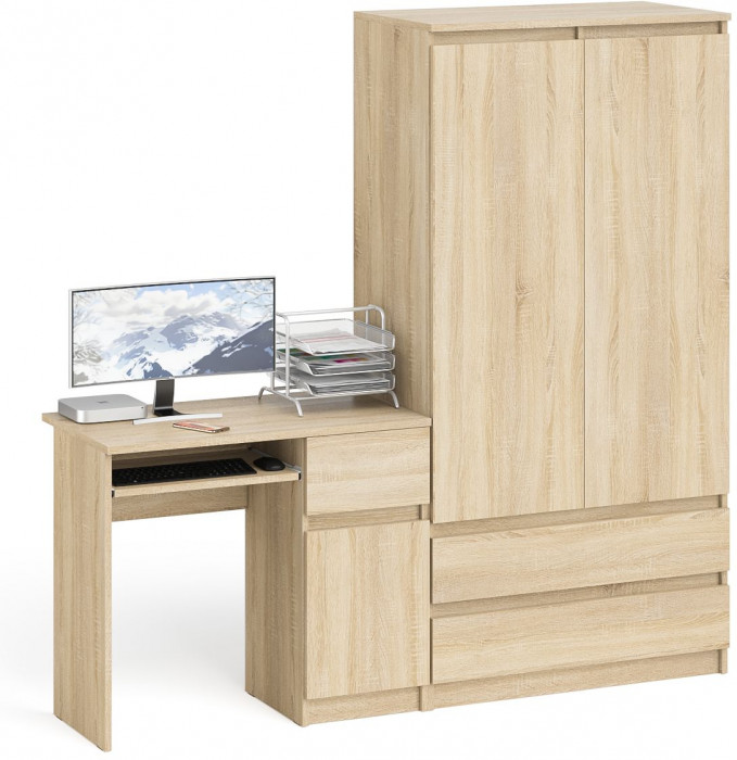 Мори Стол компьютерный МС-1 правый + Шкаф МШ900.1, цвет дуб сонома, ШхГхВ 180,4х50,4х179,6 см., выдвижной ящик справа, НЕ универсальная сборка