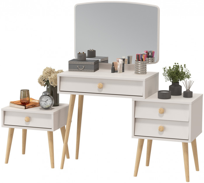 Афина Спальня Трюмо + Тумба прикроватная, кашемир серый