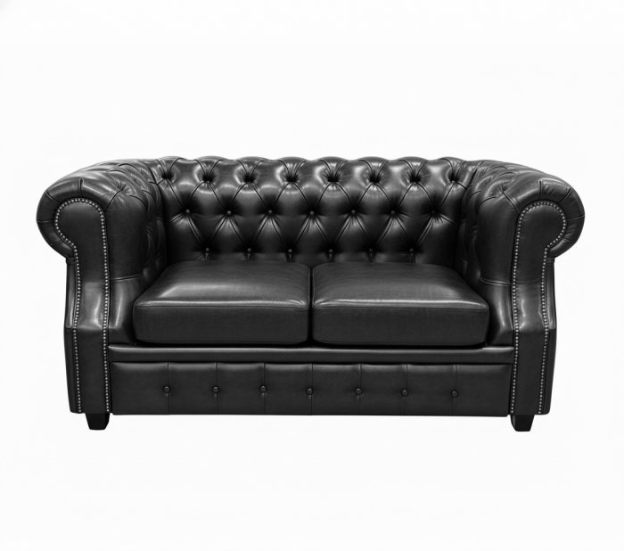 Диван Честер ЛОФТ 2-х местный, черный