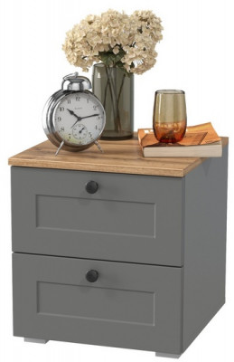 Остин 16.152 Тумба прикроватная, серый графит/дуб крафт золотой