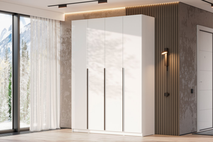 Шкаф распашной с наполнением (11 полок + штанга) ШК 5 (1600), Белый