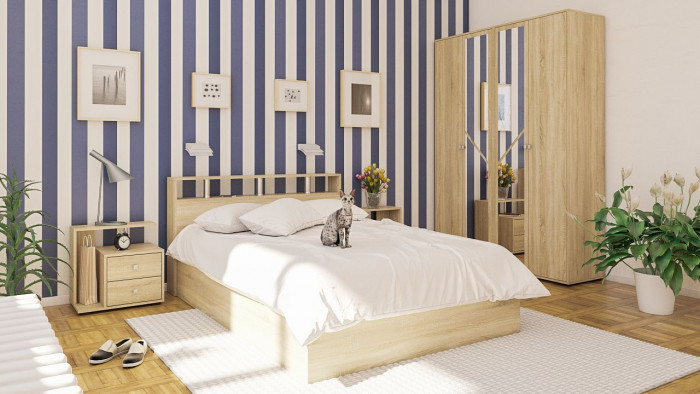 Камелия Кровать 1400, дуб сонома