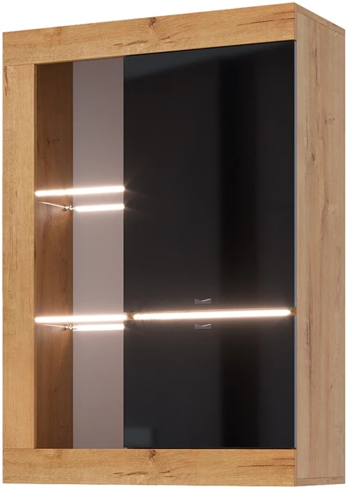 Прага Модульная Гостиная, вариант №2, вотан/Черный глянец