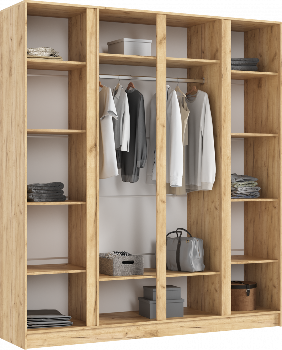 Келвин Шкаф 4-х створчатый 2000, Белый Глянец, Дуб Крафт