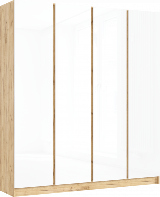 Келвин Шкаф 4-х створчатый 2000, Белый Глянец, Дуб Крафт
